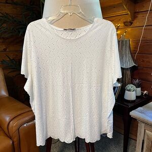 Signature Collection 3x(60”B x 30”L)Women's White Eyelet Short Sleeve Tunic Top